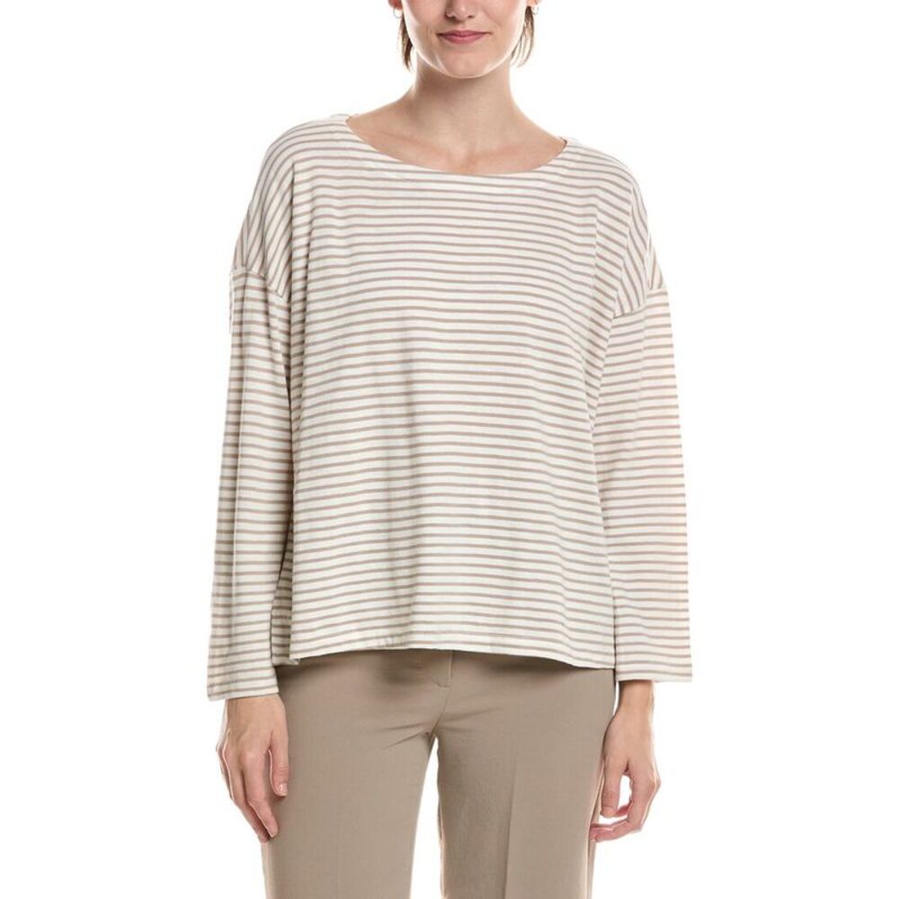 Eileen Fisher Womens  Bateau Neck Top, Brown